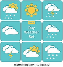 Flat design vector weather icons set