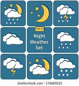 Flat design vector weather icons set