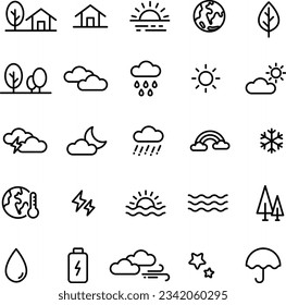 conjunto de iconos de diseño plano vectorial naturaleza meteorológica