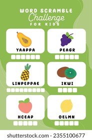 flat design vector what am i fruit printable for kids activity