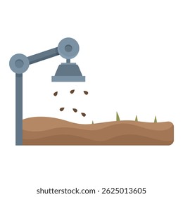 Flat design vector of a whimsical street lamp gently watering grass, symbolizing ecofriendly technology