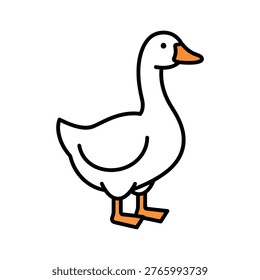 Flat design vector of a white goose, minimalist illustration of a domestic farm bird.