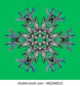 Flat design. Vector winter snowflakes on colorful background. Vector illustration. Snowflake icon, isolated. Vector snowflake icon.