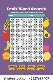 flat design vector word search english learning for kids worksheet book page printable