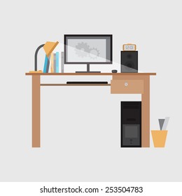 Flat design vector work space