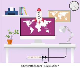 flat design vector worksapce.