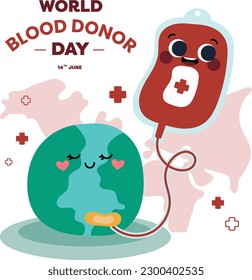 flat design vector world blood donor 14 june