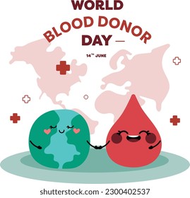 flat design vector world blood donor 14 june