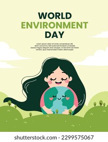 flat design vector world environment day go green love earth day 5 june
