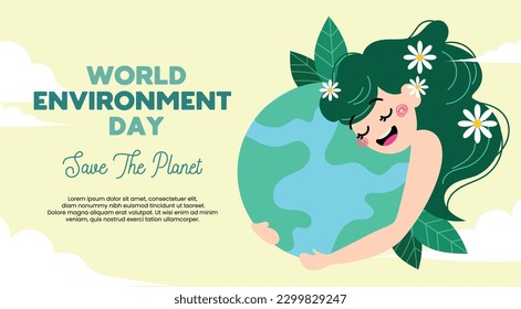 flat design vector world environment day go green love the planet save the earth 5 june 22 april