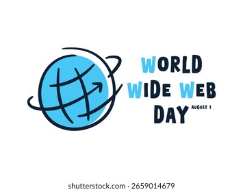 Flat design vector of World Wide Web Day. August 1. Banner, card, background. Eps 10.