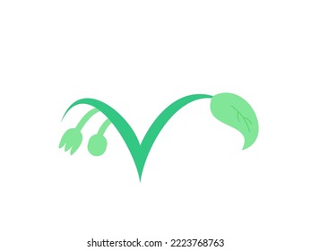 flat design vegetarian food logo vector illustration