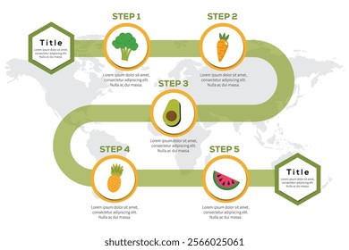 Flat design vegetarian and fruits infographic design