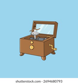 Ilustración vectorial de diseño plano de la caja de música
