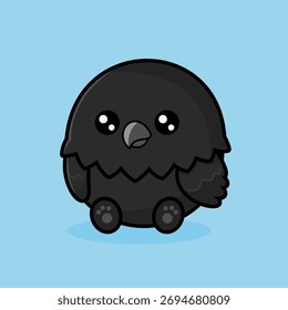 Ilustración plana del vector del diseño del cuervo lindo