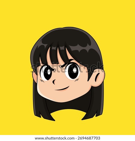 Flat Design Vektor Ilustration of Face Girl Cynical