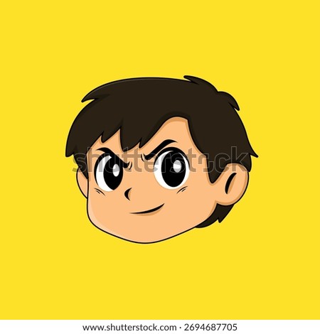 Flat Design Vektor Ilustration of Face Boy Cynical