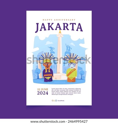 Flat design vertical poster jakarta city anniversary