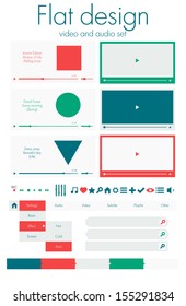 Flat design. Video and audio sets
