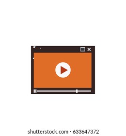 Flat design video player into web browser. icon for web and business. vector illustration.
