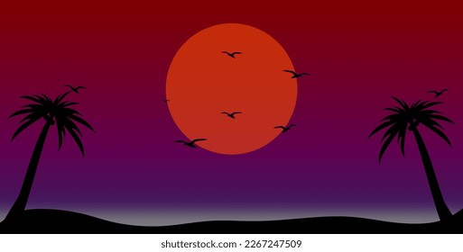 flat design of view of sea at the moment afternoon
