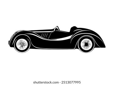 Flat design of a vintage car vector in black and white perfect for apps, website, logo or sign 