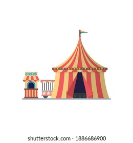 Flat design vintage circus and box office isolated vector illustration