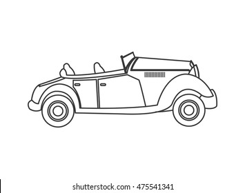 flat design vintage convertible car icon vector illustration
