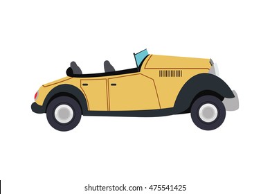 flat design vintage convertible car icon vector illustration