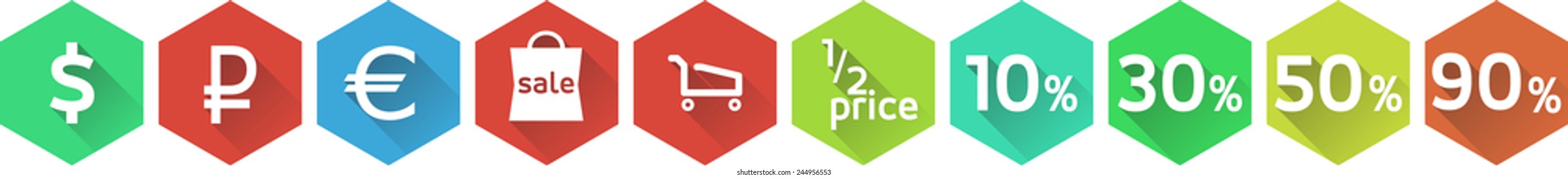 Flat design vintage icons for sale, business and finance