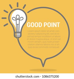 Flat design vintage style retro electric bulb lamp speech bubble comment vector icon template for poster of creative new bright idea