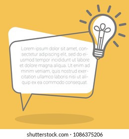 Flat design vintage style retro electric bulb lamp speech bubble comment vector icon template for poster of creative new bright idea