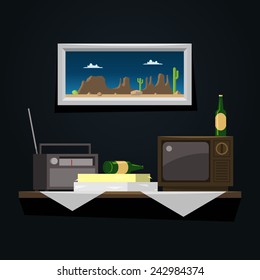 Flat design of vintage table set illustration vector