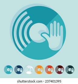 Flat design: vinyl and dj hand