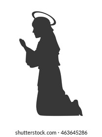 flat design virgin mary silhouette icon vector illustration