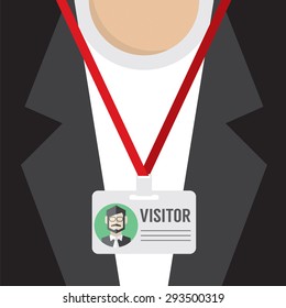 Flat Design Visitor Pass Vector Illustration