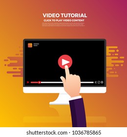 Flat design vlog concept. Create video content and make money. Vector illustrate
