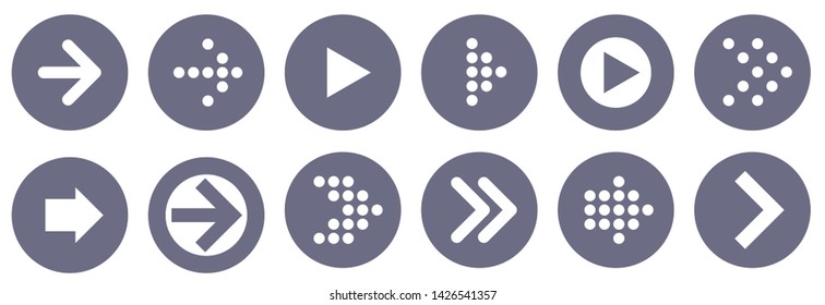 Conjunto de ícones de seta de vetor de design plano.