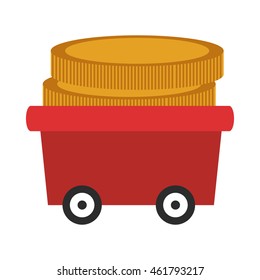 flat design wagon with coins icon vector illustration