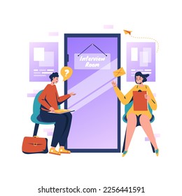 Flat design of waiting for a job interview