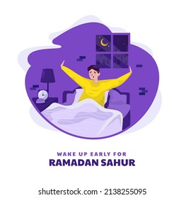 Flat Design Wake Up Early For Ramadan Sahur Concept