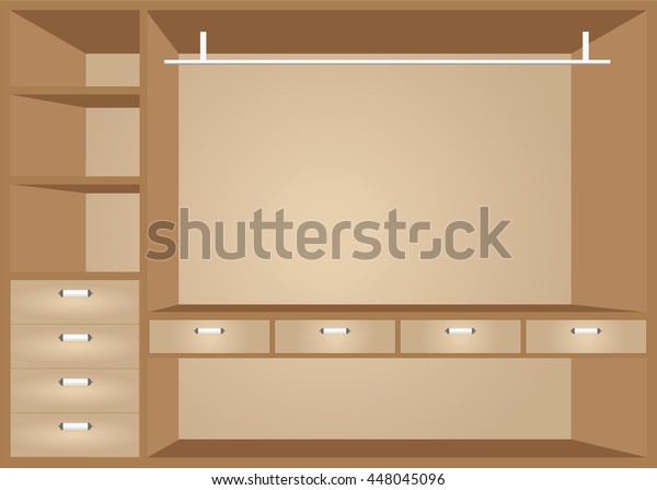 Flat Design Walk Closet Shelves Interior Stock Vector Royalty