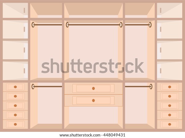 Flat Design Walk Closet Shelves Interior Stock Vector Royalty