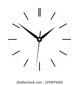 Flat design wall clock face with hands without numbers. Isolated on white background - vector