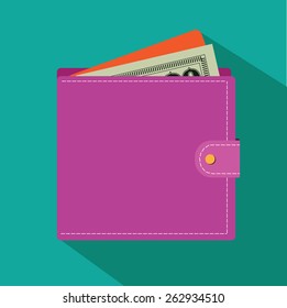 Flat design wallet. EPS 10 vector Royalty free stock illustration for ads, marketing, poster, flyer, blog, article, social media, signage, web page, greeting card