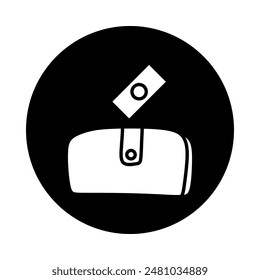 Flat design wallet icon, round background of wallet vector.