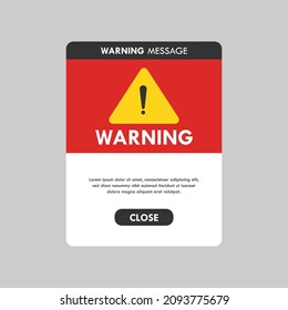 Flat design warning pop up vector