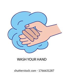 Flat design wash your hand isolated on white background