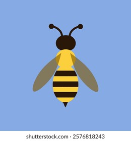 Flat Design Wasp Against a Light Blue Background