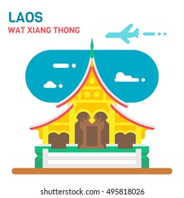 Flat design Wat Xiang Thong illustration vector